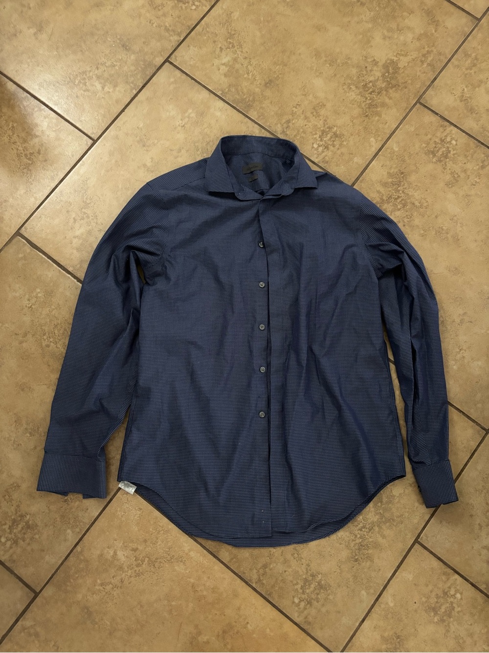 Calvin Klein Men's Dark Blue Long-Sleeve Button-Up Shirt 16x34